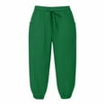 thumbnail image 5 of LIIPEE Casual Pants For Women Solid Color Elastic High Waist Drawstring Mid-Calf Ankle-Tied Sports Trousers Pants With Pockets Female Leisure Simply Lounging At Home Pants,Dark Green,M, 5 of 5