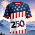 thumbnail image 2 of WAYUTE Men 250th Anniversary USA Shirt National Flag Crewneck Graphic Tee Classic Comfort Everyday Top Independence Day T Shirts, 2 of 3