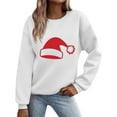 thumbnail image 2 of Guzom Womens White Santa Hat Graphic Sweatshirt - Long Sleeve Crew Neck, Loose Fit, Christmas Festive for Daily & Holiday Wear,Size 2XL, 2 of 5