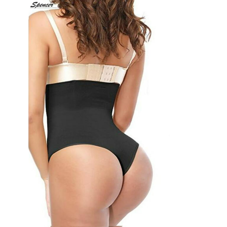 Spencer Women's Thong Shapewear High Waist Cincher Body Shaper Tummy  Control Panties Slimming Briefs XL/2XL,Black