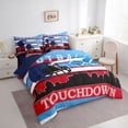 thumbnail image 3 of Manfei Cartoon Rugby Helmet Twin Bedding Sets 7-Piece for Kids, Modern American Sports Bedding Comforter Set, Football Touchdown Reversible Sheet Sets, Blue Red Luxury Bedroom Decor, 3 of 7