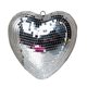 thumbnail image 2 of Colgante con forma de bola de discoteca en forma de corazón y cristal espejado, con cadena decorativa y flexible. Plata, 2 of 9