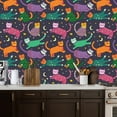 thumbnail image 2 of Animal Peel and Stick Wallpaper 17.7in x 9.8ft Playful Colorful Cats Stars Moon Contact Paper Vinyl Waterproof Self Adhesive Wall Paper for Bedroom Shelf Cabinet Renter Friendly, 2 of 8