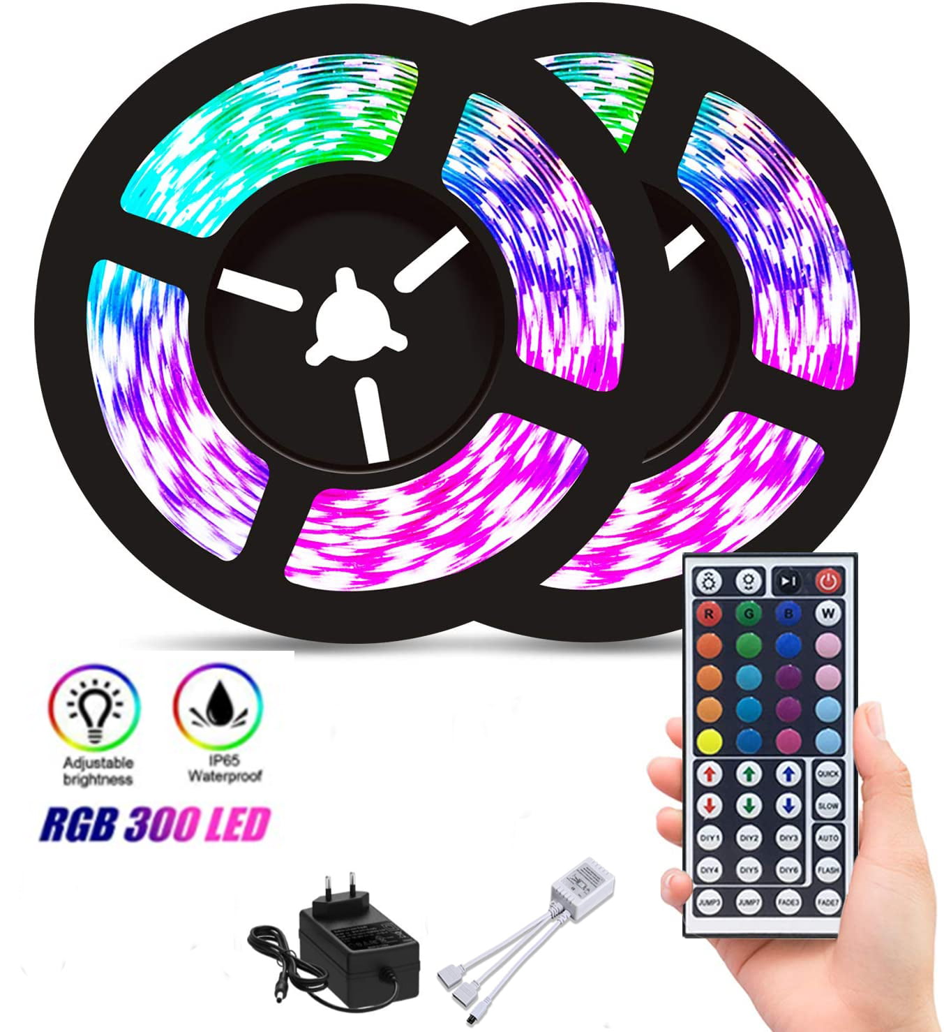 RGB 15/10M 3528 LED Strip Lights Colour Changing With IR Remote Power Supply 12V 