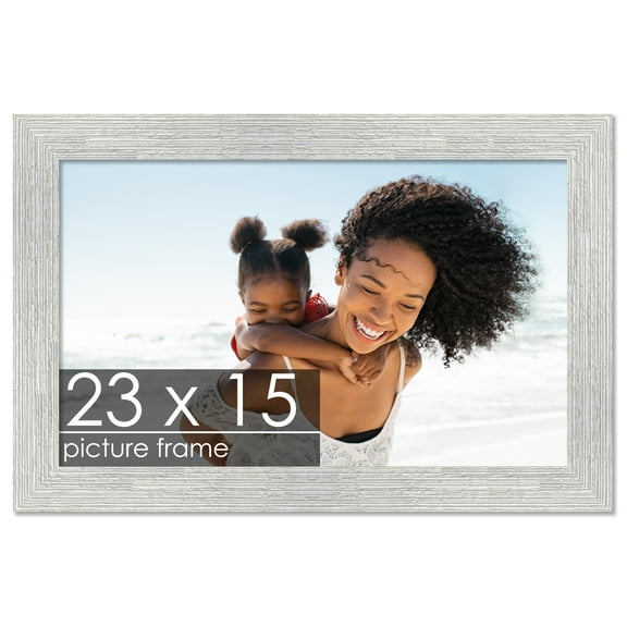 23x15 White Rustic Wide Barnwood Picture Frame - UV Acrylic, Foam Board Backing, Hanging Hardware