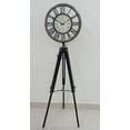 thumbnail image 2 of THOR INSTRUMENTS Marine Style Vintage Antique Round Clock Floor Clock Wooden Tripod Stand Decorative Stand Marine Floor Black Stand, 2 of 3