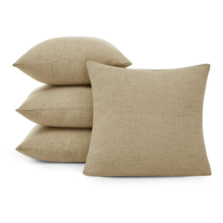 Deconovo Faux Linen Outdoor Pillow Cover DecorativeThrow Pillow Covers for  Bed Pillow 18 x 18 inch Taupe Set of 2 No Pillow Insert