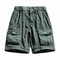 thumbnail image 2 of Men's Shorts Casual Fashion Multiple Pockets Half Shorts Pants Sports Elastic Mid-waist Shorts Casual Shorts for Men Army Green S, 2 of 8