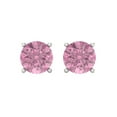 thumbnail image 3 of Clara Pucci 3Ct Pink Round Cut VVS1 Screw Back Stud 18k Solid hypoallergenic Gold Designer Earrings For April, 3 of 7