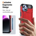 thumbnail image 4 of for iPhone 14 Plus Case with Build-in Kickstand, Heavy Duty Protection Shockproof Anti-Scratch Rugged Protective Durable Case Hard Cover,Red, 4 of 7