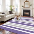 thumbnail image 3 of Area Rug 60×96in, Geometric Vertical Stripes Floor Carpet Living Room Rug, Purple Blue White Non-Slip Welcome Mat Indoor Rugs for Bedroom Dining Room, 3 of 9