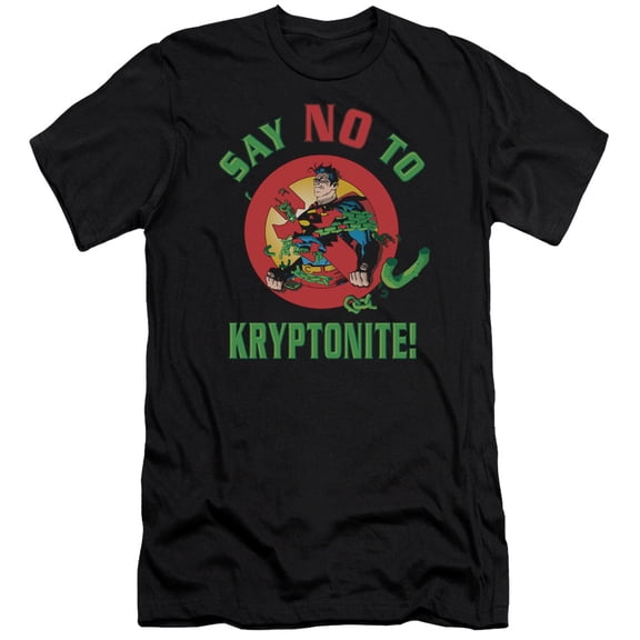 Superman Say No To Kryptonite Adult 30/1 T-Shirt Black