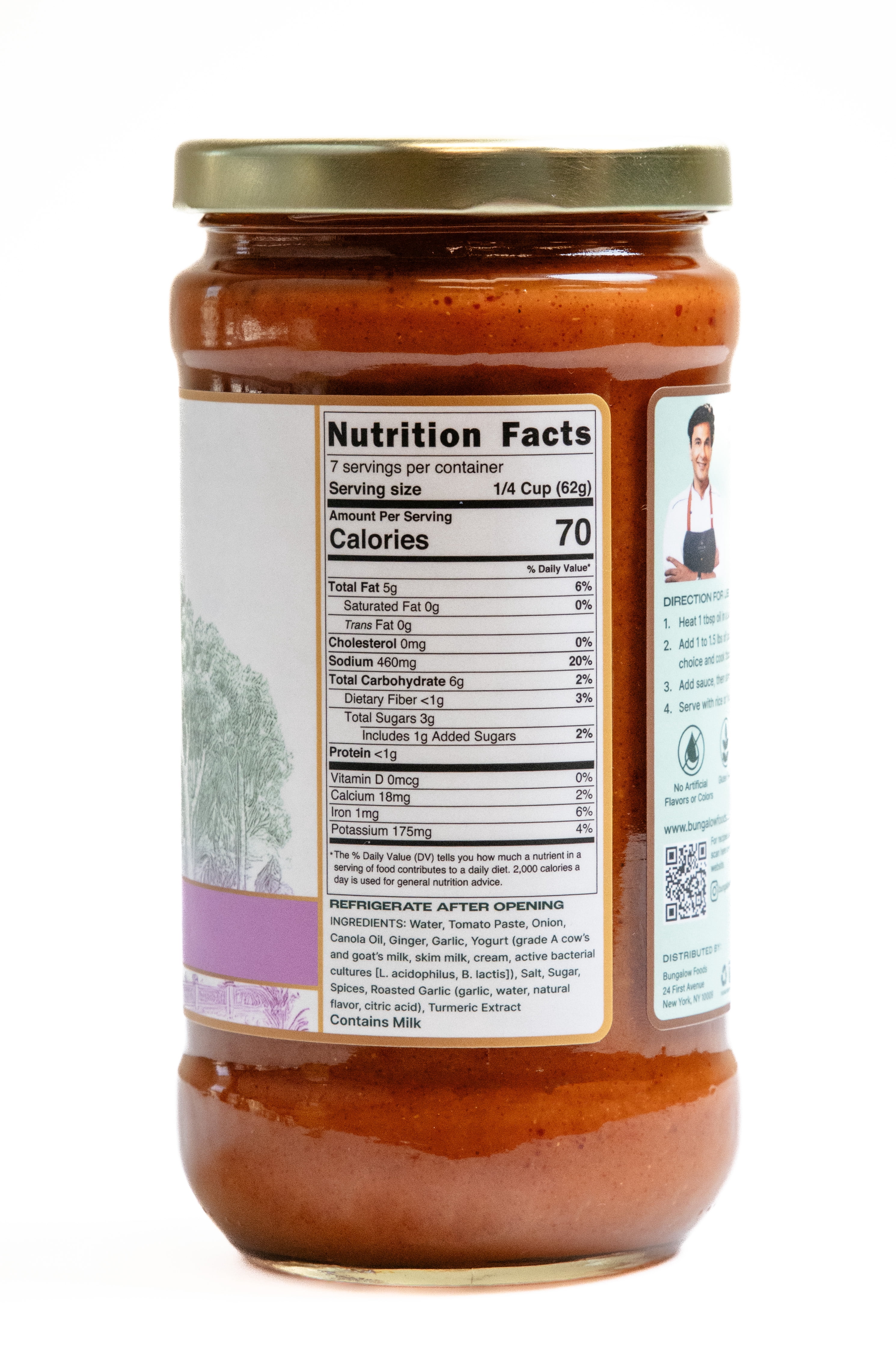 (6 pack) Bungalow Foods Caramelized Onion Indian Simmering Sauce, 16oz