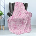 thumbnail image 4 of Paisley Soft Flannel Fleece Throw Blanket, Models Inspired Design with Flowers and Leaf Circled Shapes Image Print, Cozy Plush for Indoor and Outdoor Use, 60" x 80", Pink and White, by Ambesonne, 4 of 5