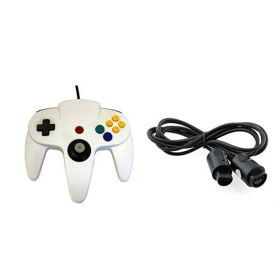 White Replacement Controller And Extension Cord For N64 By Mars Devices Nintendo