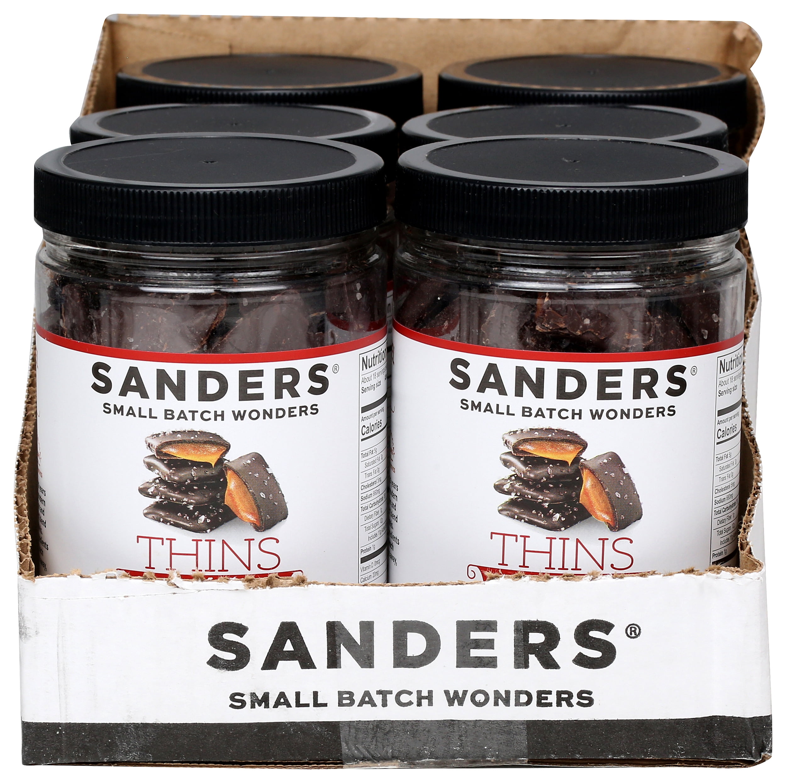 (Pack of 6), Sanders Fine Chocolatier Dark Chocolate Sea Salt Caramel Thins, 18 oz