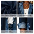 thumbnail image 2 of Women’s Denim Patchwork Cardigan Jacket Long Sleeve Button Down Lapel Casual Outerwear with Pockets, 2 of 5