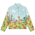 thumbnail image 4 of Jackets for Women Winter Coat Jackets Flannel Stand Collar Jacket(Cute Dinos in Sunny Field,Size:S-4XL), 4 of 7