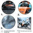 thumbnail image 3 of Designart "Formula Car Race Tracks in Orange and Blue" Architecture Framed Wall Art - Modern Orange Race Tracks Entryway Framed Wall Art Print, 3 of 6