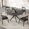 thumbnail image 3 of Demi Bonn 47.2" Solid Wood Round Dining Kitchen Table for 4 - 6 People - Intersecting Pedestal Base - Black, 3 of 5