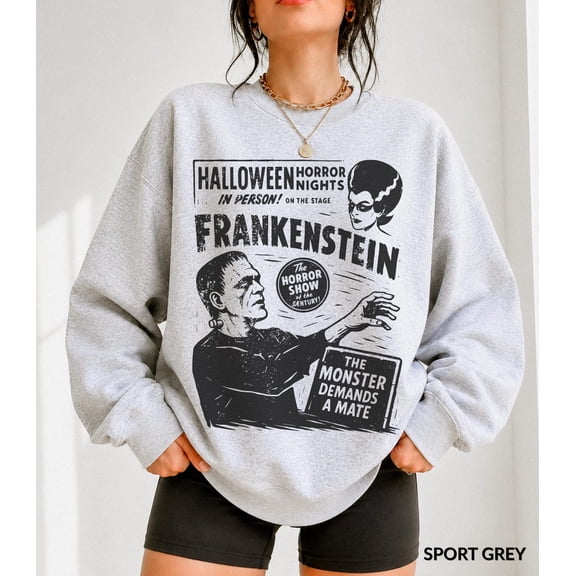 Frankenstein Halloween Sweatshirt, Vintage Monster Halloween Crewneck Sweatshirt