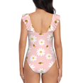 thumbnail image 6 of Yiaed Daisy And Bee Print Women's Ruffled One Piece Swimsuit V Neck Swimwear Slimming Monokini for Woman-X-Large, 6 of 8