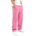 thumbnail image 6 of Kids Sweatpants Kids Elastic Waist Wide Leg Sweatpants Boys Girls Loose Casual Trousers With Side Pockets Soft Daily Jogger Pants Pink 9-10 Years, 6 of 8