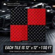 FlooringInc Nitro Pro Garage Tiles, Diamond, 80 Pack, 80 Sq/Ft. Victory Red/Black