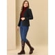 thumbnail image 3 of INSPIRE CHIC Blazer de gamuza sintética para mujer con cinturón de manga larga de un solo pecho Chaquetas de trabajo Outwear Coat Negro L, 3 of 5