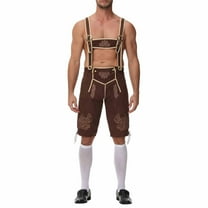 Tiweut Mens Leisure Outfits Sets Oktoberfest Elegant Cosplay Costume Suspender Pants Court Dress Party Button Man's Clothes Suit Brown,M