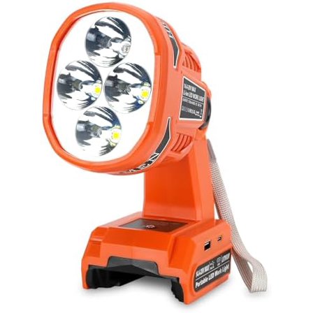 Cordless LED Flashlight for Black and Decker 20v Battery, 22W LED Work Light with USB-A&USB-C 2.1A Fast Charging Ports for Jobsite, Car Repairing, Camping, Emergency$$Tools & Hardware Other