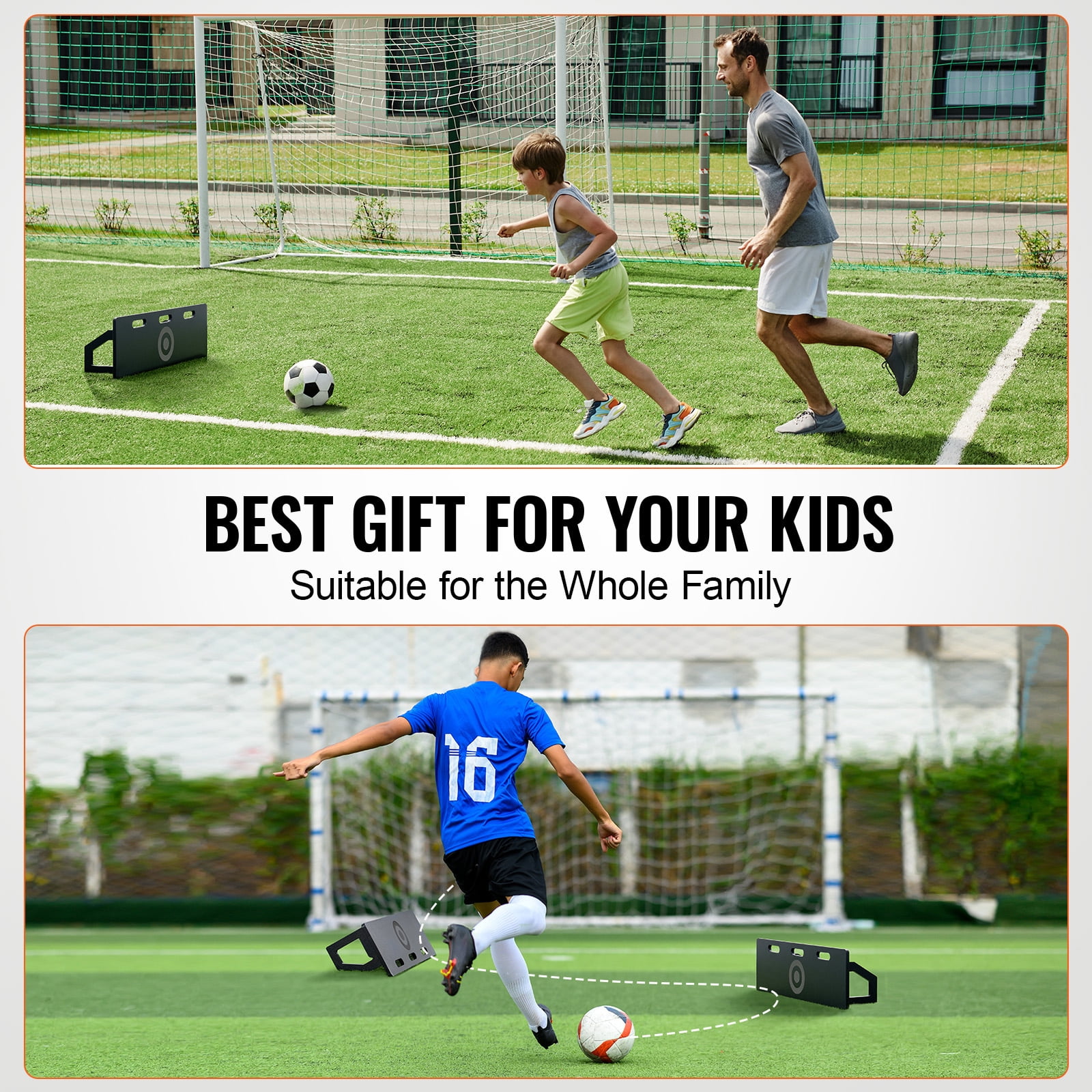 KFFKFF Football Bounce Board, 42"X12" Movable Football Barrier with Dual Angle Return, Collapsible HDPE Return Board, Football Coaching Gear for Children and Adults, Passing & Shooting Drills