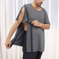 thumbnail image 5 of Mens Post-Surgery T Shirts with Pocket Short Sleeve Crewneck Tees Tops Casual Solid Color Open Side Button Breathable Basic Tshirts Shirt, 5 of 8