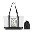 thumbnail image 7 of FORMRS Canvas Laptop Tote Bag for Women with 15.6" Computer Compartments Shoulder Handbag, Beige Chubby Cat, 7 of 7
