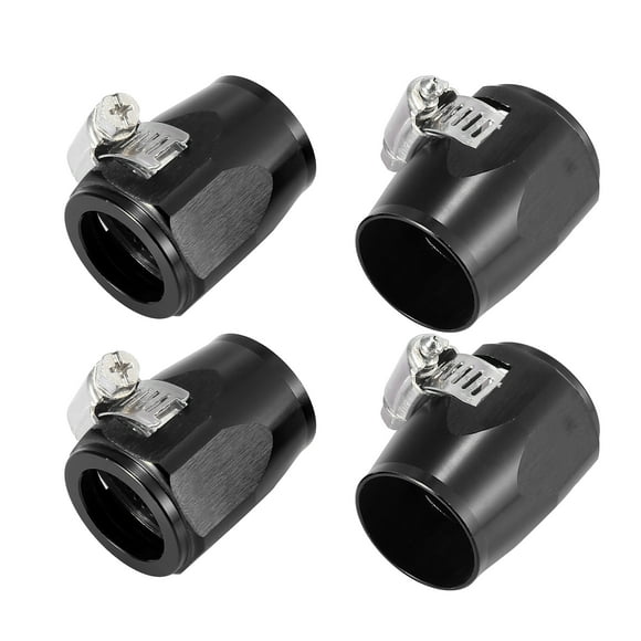 Unique Bargains 4pcs AN18 Hex Black Car Hose Finisher Clamp Adapter Line End Cover Connector