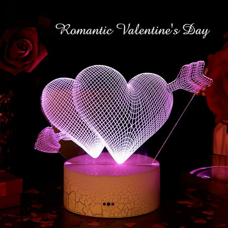 

3D Love Cupid Night Light Arrow Romantic Love Illusion Light Led Desk Table Lamp Gifts for Boys Girls Color Remote Touch Lamp Art Lights Birthday Gift for Kids Bedroom Decor