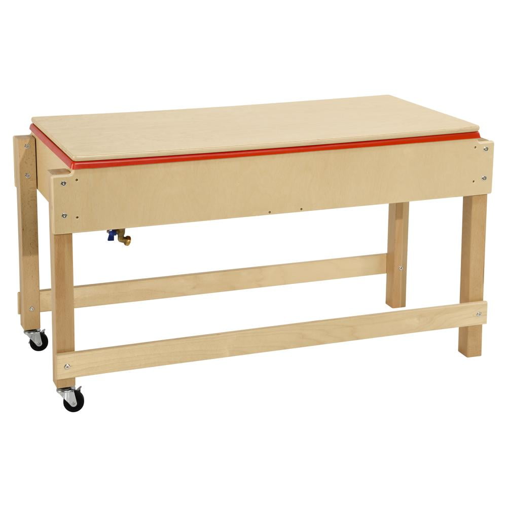 Wood Designs Sand and Water Sensory Play Table, Drainable Plastic Tub with Lid, Sturdy Birch Plywood Built for Kids, Daycare, Classroom 46" W x 17" D