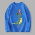 thumbnail image 2 of CYRBOKO Boys' Long Sleeve Tops, Breathable Cotton Casual Crew Neck Fall Clothing Blue Size 8-9 T, 2 of 3