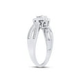 thumbnail image 5 of Round Cut Natural White Diamond Heart Frame Split Shank Engagement Ring In 14K White Gold Plated 925 Sterling Silver (Color: I-J, Clarity: I2-I3, 0.03 Cttw) -5.5, 5 of 8