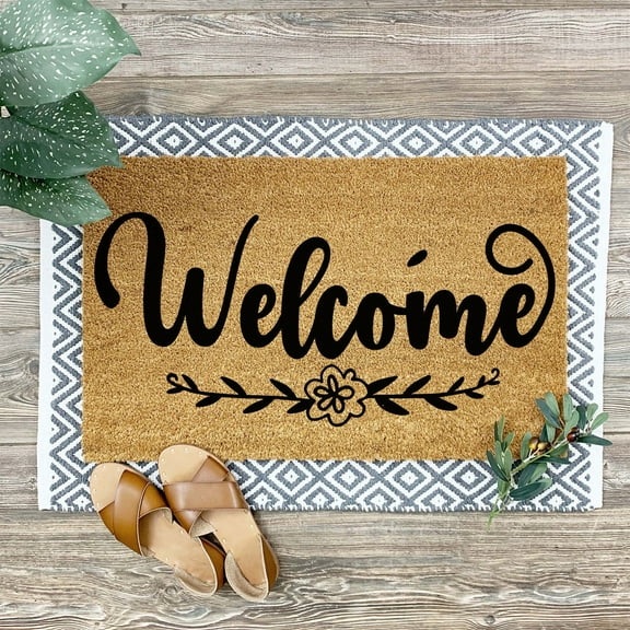Doormat Welcome Flower | Personalized Gift Doormats Funny Mat Front Do (18" x 30") #3157