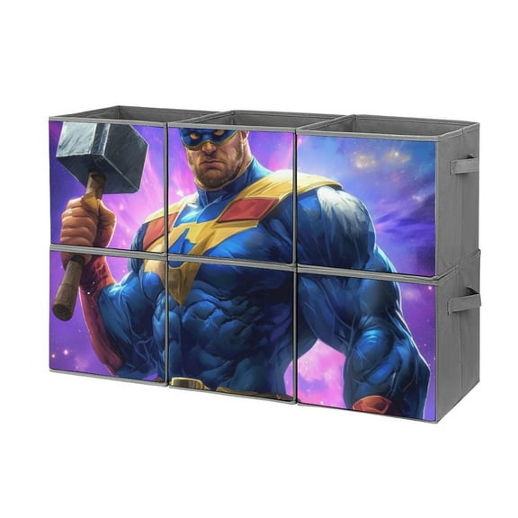 Collapsible Oxford Fabric Storage Cubes with Handles, Large Mid Foldable Oxford Cloth Bins Set of 2/6, Closet Organizers for Shelves Clothes Home Kitchen Toy - Hero