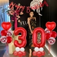 thumbnail image 3 of Red Number 30th Birthday Decoration Set Happy Birthday Banner Balloons 30 Years Old Birthday Party Supplies Helium Balloons Number 30 Balloons Latex Balloon Foil Balloon, Red 30th Party Balloons, 3 of 5