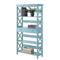 thumbnail image 3 of Convenience Concepts Oxford 5 Tier Wood Bookcase with Drawer in Sea Foam, 3 of 7