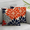 thumbnail image 3 of Navy Blue and Orange Grey Pillow Covers  Summer Fall Dahlia Floral Decorative Throw Pillows Cover Farmhouse Geometric  Outdoor Pillow Case for Home Couch Bed Sofa Decor, 3 of 7