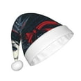 thumbnail image 2 of KLL Christmas Hats for Adults Plush Red Black Eastern Panda Warrior Print Santa Hat Xmas Fluffy Santa Claus Hat for Women Men, 2 of 6