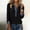 Black, variant on Womens Denim Patchwork Pullover Tops Long Sleeve Button Ribbed Knit Shirts Casual Lightweight Western Sweaters