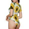 thumbnail image 3 of Naloa Sunflowers Women's Short-Sleeved Onesie, One-Piece Swimsuit for Parties, dates, clubs - Medium, 3 of 9