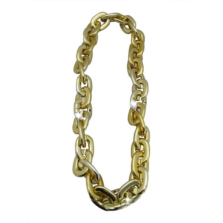 Big Chunky Light Up Gold Chain Links Necklace Costume Accessory