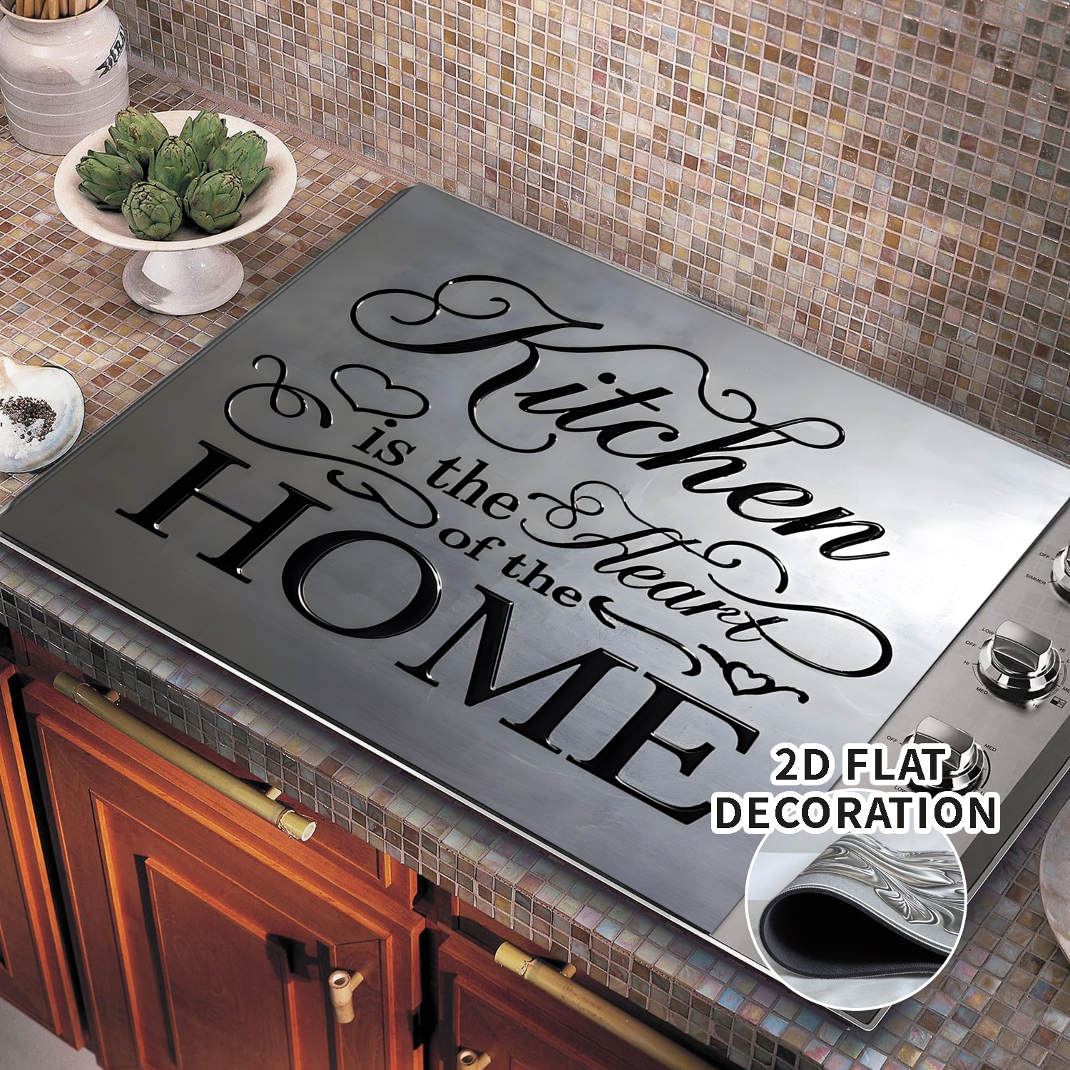Stove Cover & Stove Top Cover for Electric and Glass Stoves, Non-Slip Surface Expands Counter Space, 28 x 20 in, Kitchen Use, Diatomaceous Earth
