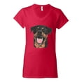 thumbnail image 2 of Wild Bobby, Cute Polygonal Rotteiler Smiling, Dog Lover, Women Standard V-Neck Tee, Red, X-Large, 2 of 4